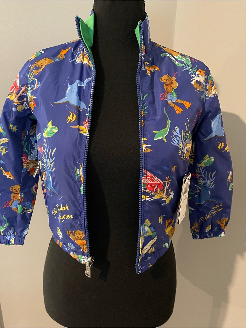 Ralph Lauren Navy Blue Kids' Tropical Sea Print jacket